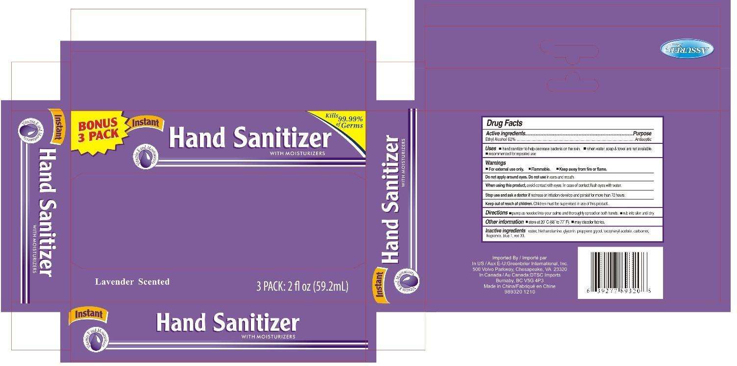 3 Pack Instant Hand Sanitizer with moisturizers Lavender Scented